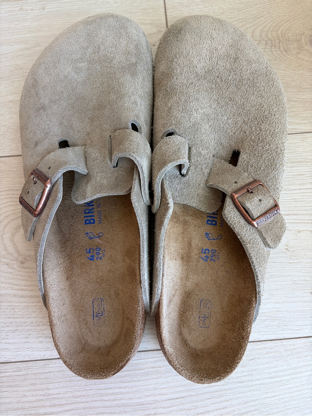 Birkenstock Boston Suede Clogs in Taupe